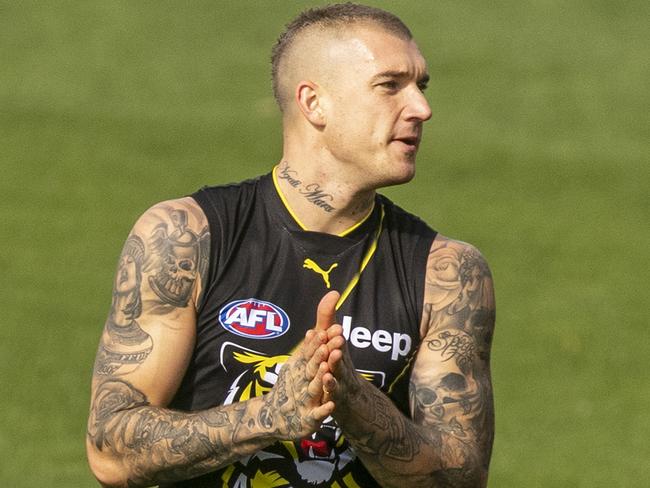 Dustin Martin of the Tigers is seen during a Richmond Tigers training session at Punt Road Oval in Melbourne, Thursday, April 11, 2019.  (AAP Image/Daniel Pockett) NO ARCHIVING