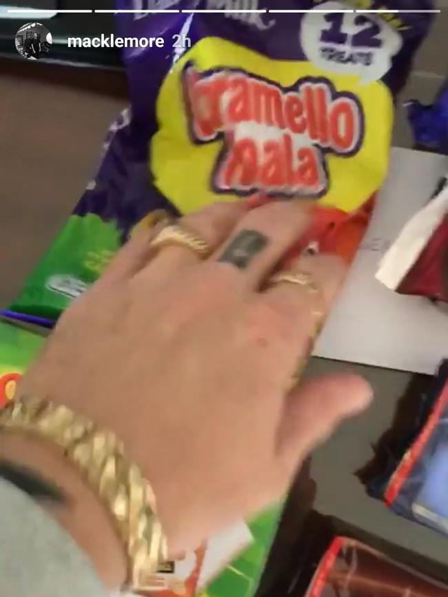 The rapper shows off his snacks. Picture: Instagram @macklemore