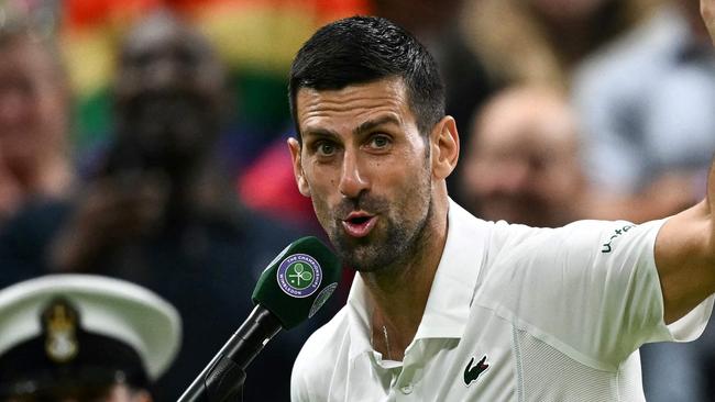 Novak Djokovic ripped into the crowd. (Photo by Ben Stansall / AFP)