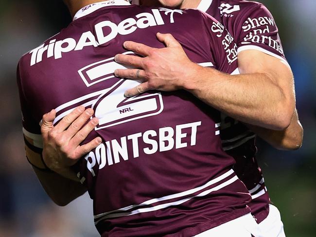 Oh look, gambling is promoted on the back of the jersey as well. Picture: Cameron Spencer/Getty Images