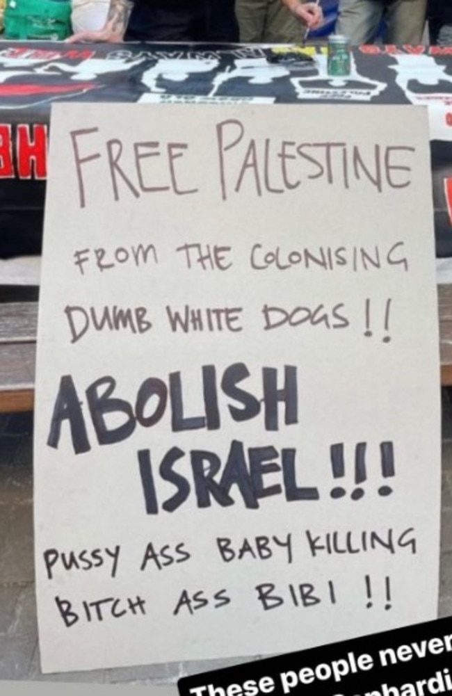 Attendees made pro-Palestine banners that members of Melbourne's Jewish community say are anti-Semitic.