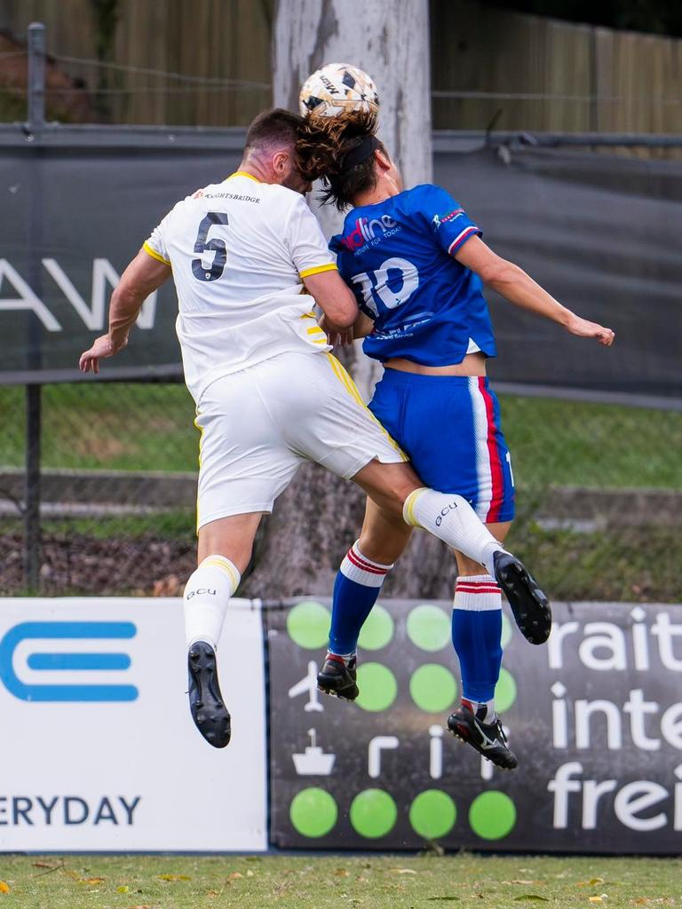 Darryl Bright (left) and Ken Akamatsu (right) competing for a header Credit: Peninsula Power