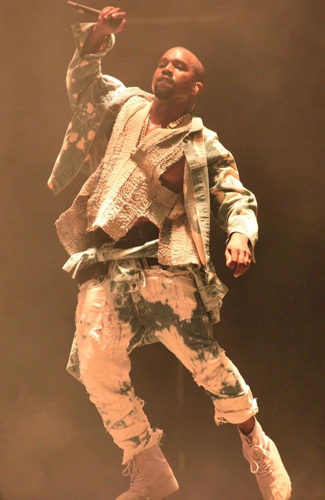 Kanye West performs on the Pyramid Stage at the 2015 Glastonbury Festival. Picture: AFP