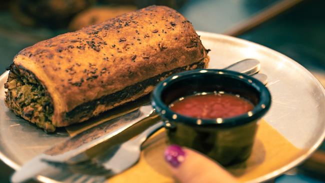 The popular pork, apple and sage sausage roll at The Bread Social, Tweed Heads.