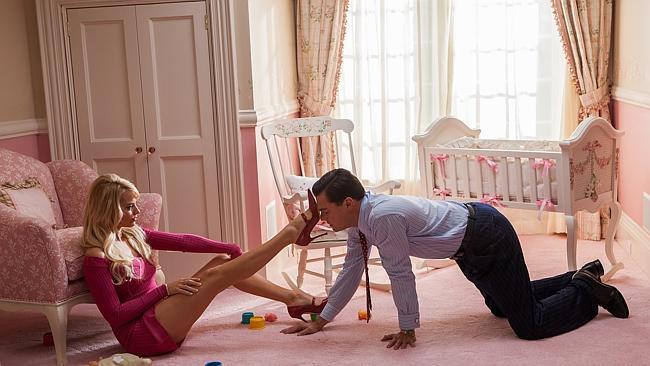 Margot Robbie and Leonardo DiCaprio in an infamous scene from "The Wolf of Wall Street".