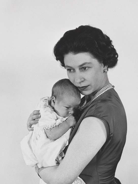 Prince Andrew, Duke of York with Queen Elizabeth II in 1960.