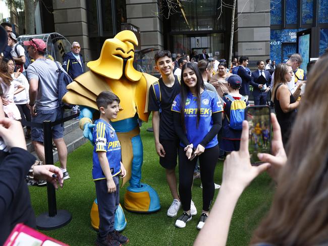 Mascots and some happy snaps … Picture: Richard Dobson