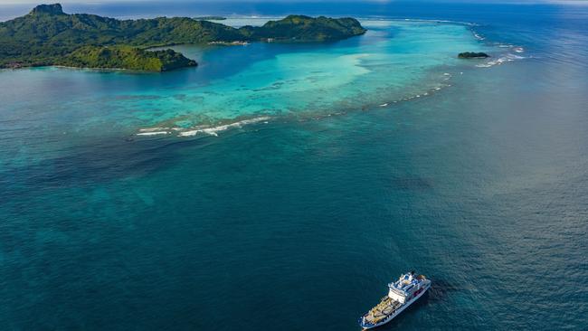 An Aranui 5 cruise in the Austral Islands. Aranui 5 carries everything from horses to helicopters