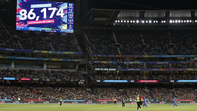 A record women’s cricket crowd was set at the MCG for the women’s T20 World Cup final this year.