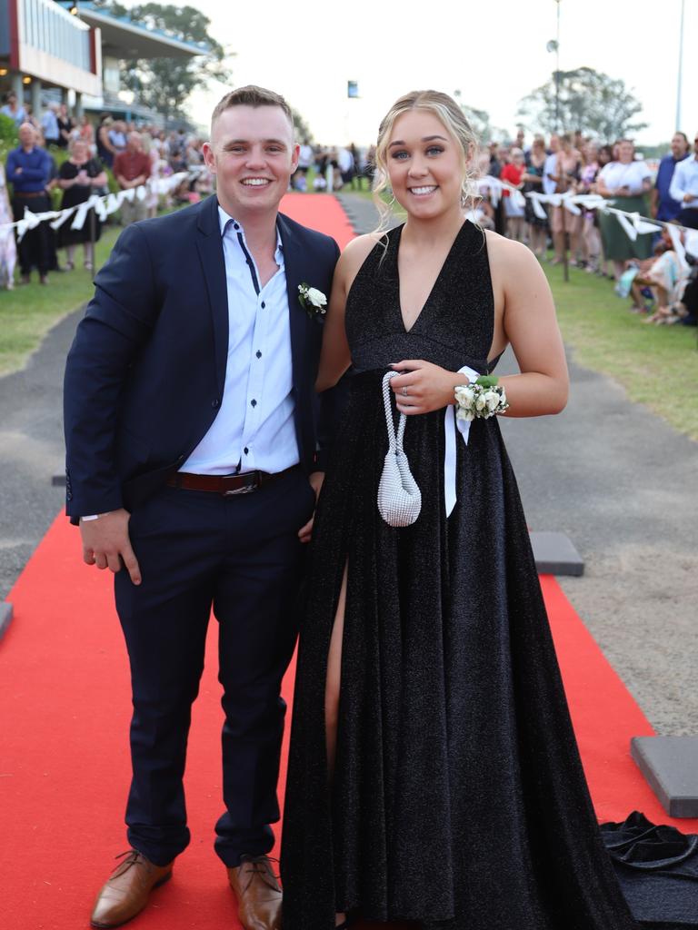 Lachlan Groves and Monique Webbe at the James Nash State High School formal 2022.