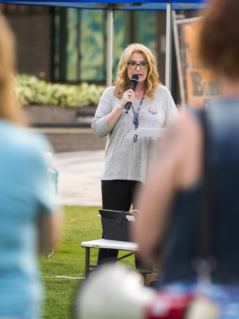 Guest speaker Dawn Osborne before the Reclaim the Night march in Toowoomba CBD hosted by DVAC, Friday, October 29, 2021. Picture: Kevin Farmer
