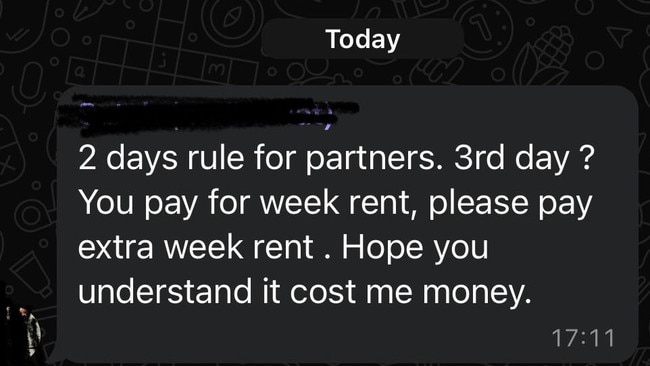 A head renter has asked his house mate to pay for an extra week of rent because his partner stays over multiple nights per week. Picture: Reddit