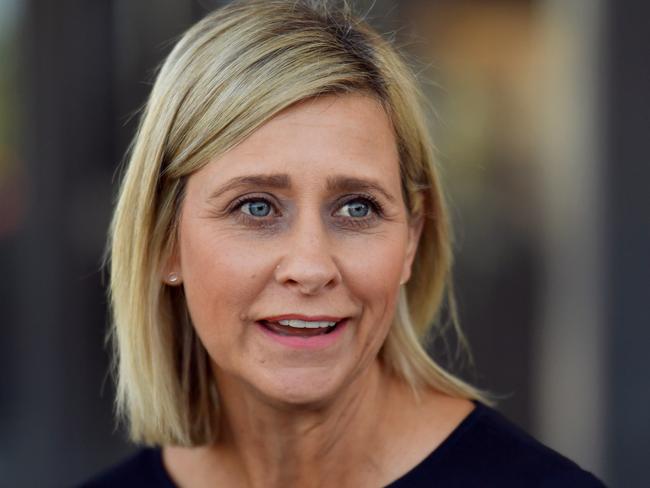 Labor candidate for Longman Susan Lamb at a press conference at Narangba train station, 36 km (22 miles) north of Brisbane, Thursday, July 26, 2018. (AAP Image/Mick Tsikas) NO ARCHIVING