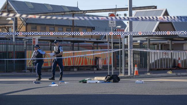 The scene of the shooting near Campbelltown Station. Matthew Vasilescu