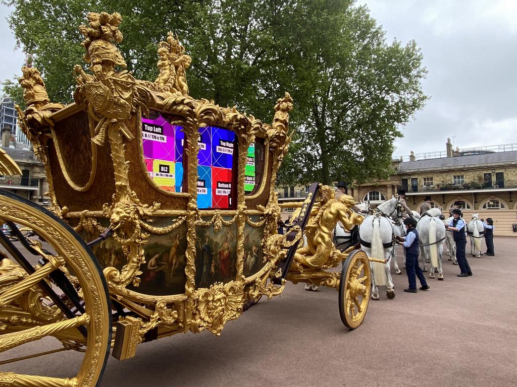 BEFORE: The 260-year-old carriage rigged by Treatment Studio to project a hologram of the Queen. Picture: Supplied.