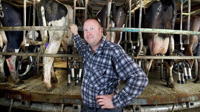 Whey forward: Nick Renyard on his farm at Timboon in southwest Victoria.