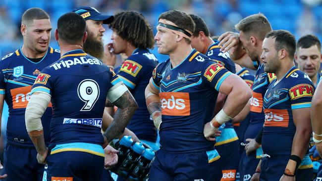 Titans players look on after conceding another try. Picture: Getty Images