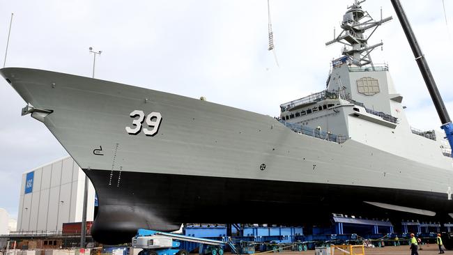 14/05/15 The first Air Warfare Destroyer built in Adelaide, the Hobart which is to be launched later this month at its Outer Harbor ship yard. photo Calum Robertson