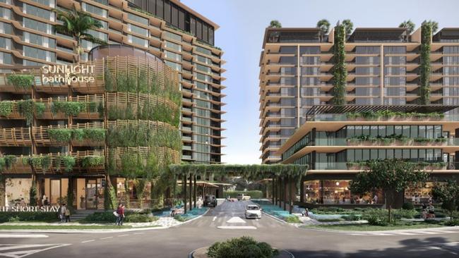 Designs showing the $370 million lifestyle and tourism precinct at the Gold Coast Turf Club.