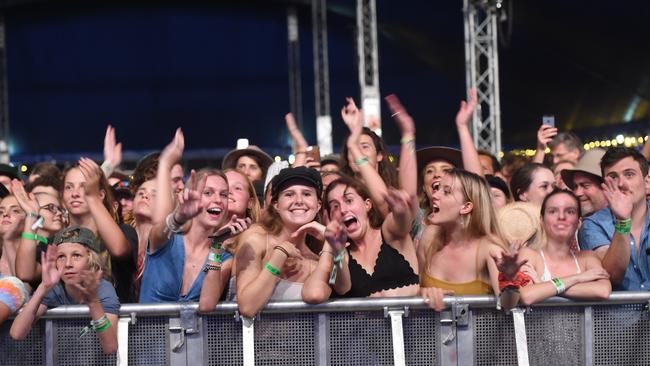 Happy concertgoers at Byron Bay Bluesfest in 2018, well before catching Covid was a daily concern. Picture: Marc Stapelberg