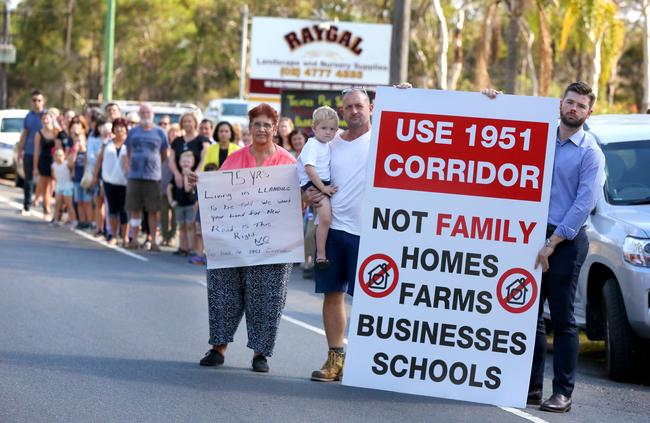 Residents protest the new proposed corridor in Cranebrook and the State Government listened. Picture: Angelo Velardo