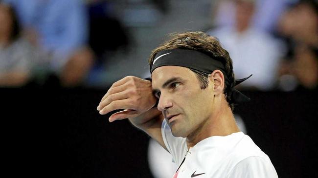 Roger Federer during his first-round win against Aljaz Bedene. Picture: MARK CRISTINO