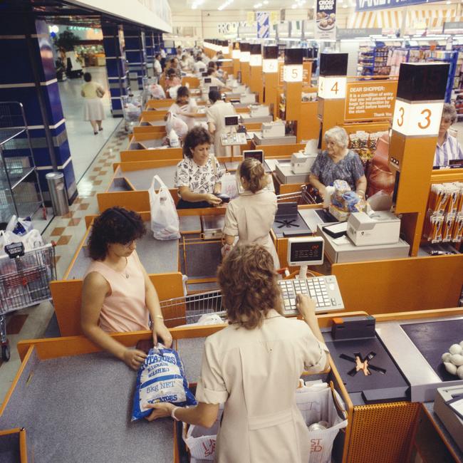 This photo of a Coles store in Belmont, NSW, during the 80s has sparked a major online debate. Picture: Coles Myer Ltd/State Library of Victoria