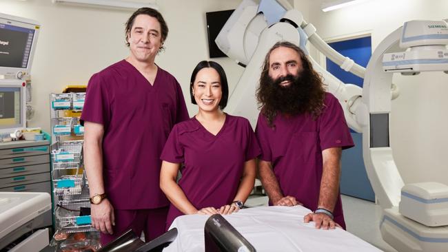 Samuel Johnson, Melissa Leong and Costa Georgiadis will explore the challenges facing the Australian public health system in a three-part doco on SBS. Picture: SBS