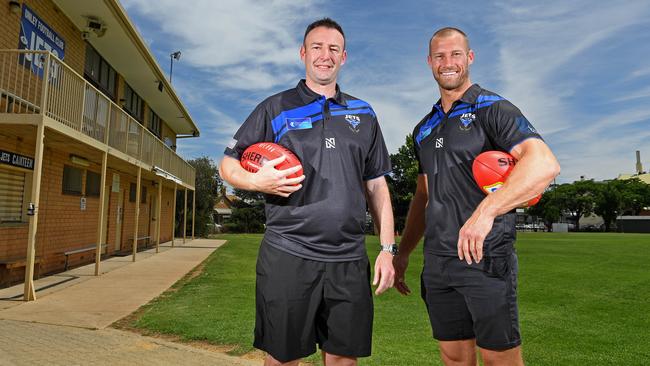 18/11/20 - Former Goodwood coach Adam Jeffries and Former Crows AFL great and ex-Port assistant coach Scott Thompson joins Unley Football Club. Picture: Tom Huntley