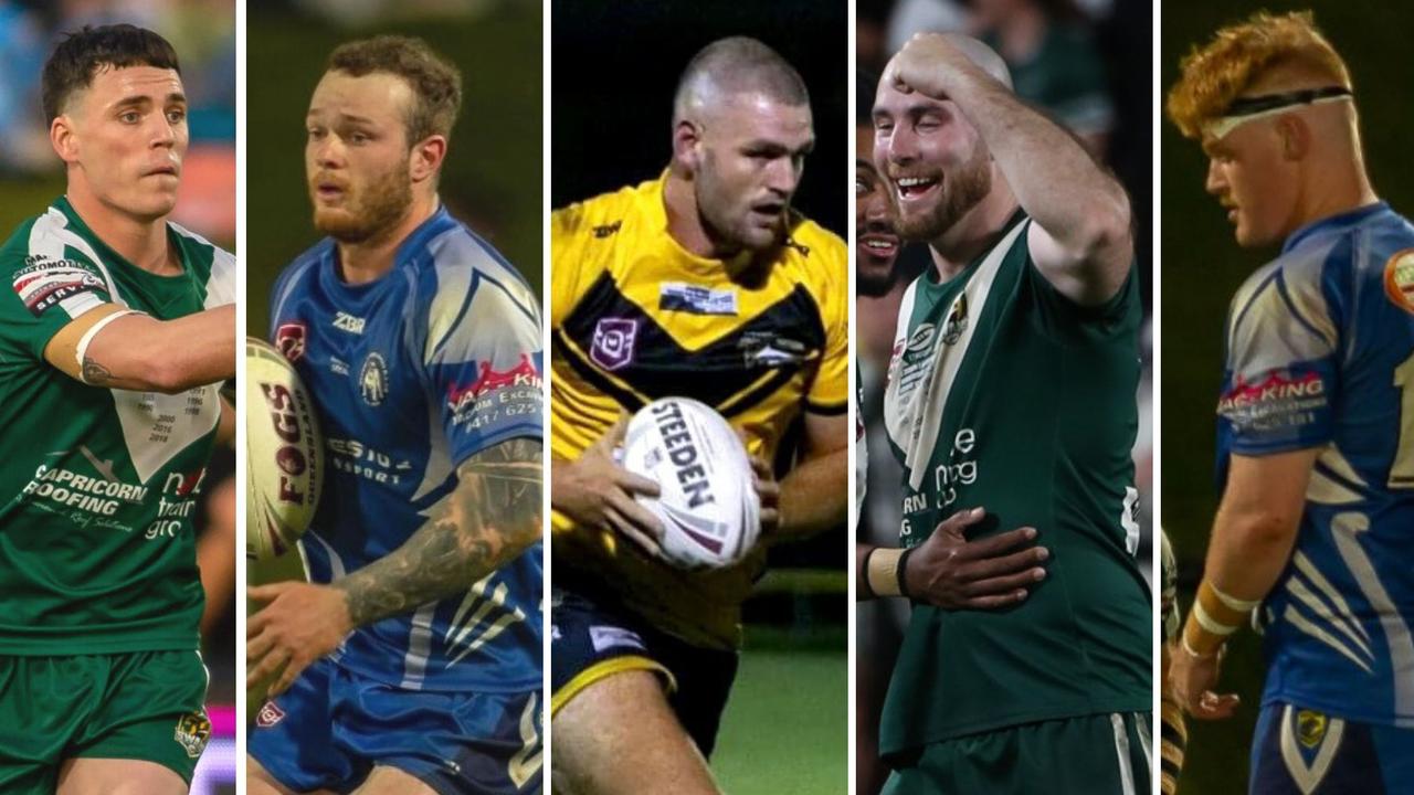 Sunshine Coast rugby league players Jackson Moule, Connah Mills, Tayler McCann, Rohan Messer and Blake Hill. Photos: Nicola Anne and Phil Bradeley Photography.