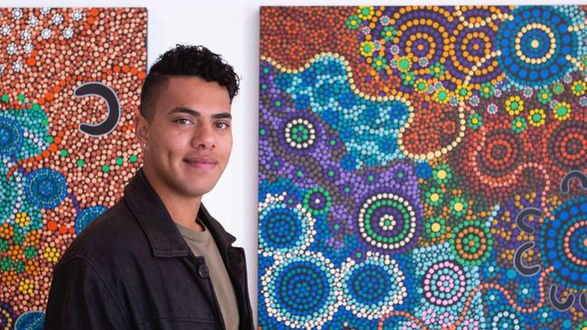 Wagga artist Tyronne Hoerler during one of his exhibitions. Picture: Supplied