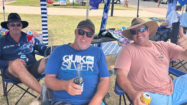 Steve Linsen, Darren Boyle and Ned Byrne at Australia Day celebrations for 2023 at Cotton Tree.