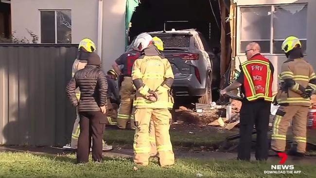 An unsupervised learner driver has ploughed into the side of a home in Melbourne’s west. Picture: 7News