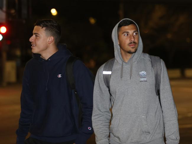 MELBOURNE, AUSTRALIA - JULY 07: Players are seen preparing to board a bus where the Melbourne based A-League teams will then head to New South Wales from AAMI Park on July 07, 2020 in Melbourne, Australia. (Photo by Darrian Traynor/Getty Images)
