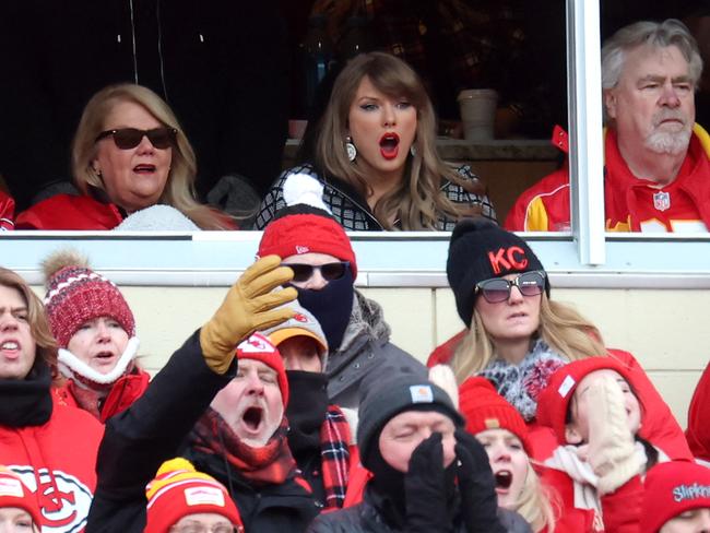 Taylor Swift gets animated watching the Houston Texans and the Kansas City Chiefs. Picture: Getty Images via AFP