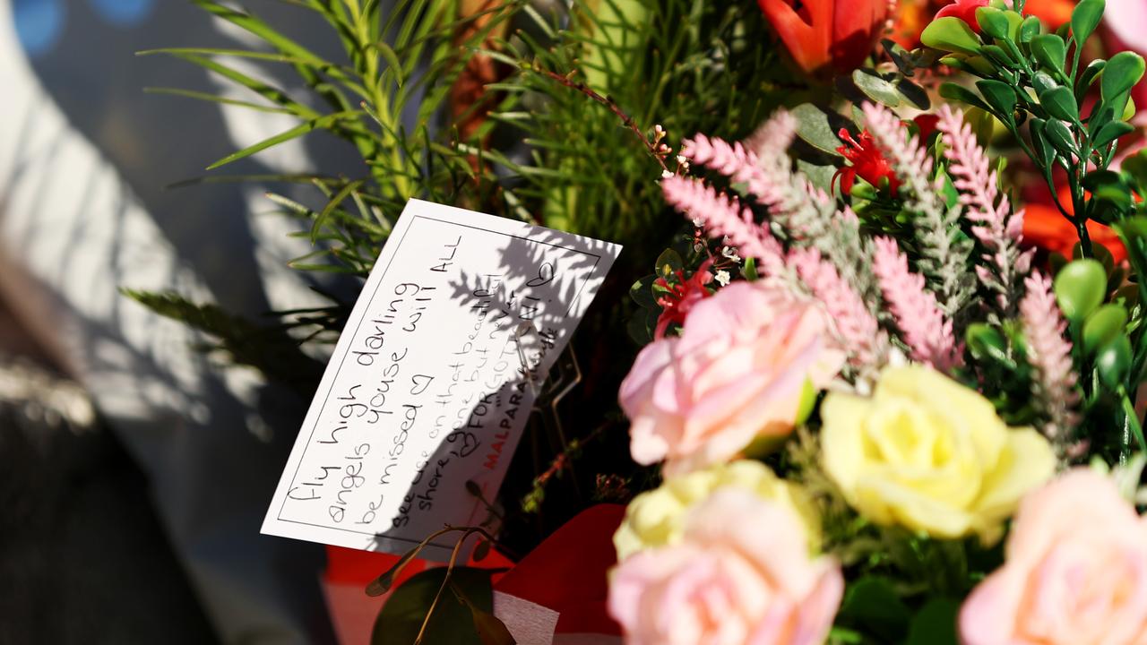 Memorial for the four teenagers killed in a roadside crash. Cnr of Bayswater Rd and Duckworth St. Picture: Alix Sweeney