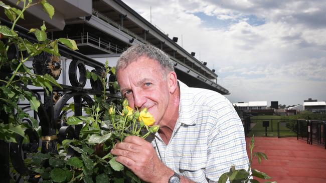 Flemington head gardener Terry Freeman is stopping to smell the roses, retiring after 43 years. This is him in 2015. Picture: Andrew Tauber