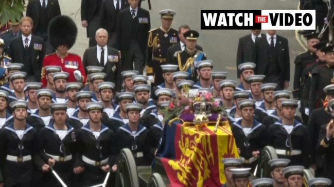 Queen Elizabeth II's coffin processes towards Westminster Abbey