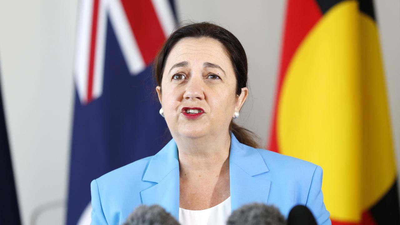 Queensland Premier Annastacia Palaszczuk provides a COVID-19 update on Monday morning. Picture: NCA NewsWire/Josh Woning.