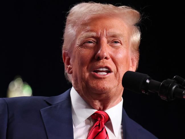 DORAL, FLORIDA - JANUARY 27: President Donald Trump addresses the 2025 Republican Issues Conference at the Trump National Doral Miami on January 27, 2025 in Doral, Florida. The three-day planning session was expected to lay out Trump's ambitious legislative agenda.   Joe Raedle/Getty Images/AFP (Photo by JOE RAEDLE / GETTY IMAGES NORTH AMERICA / Getty Images via AFP)