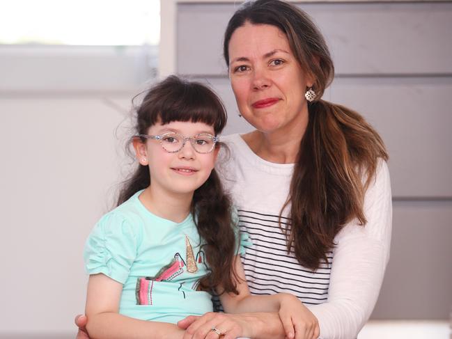 A free eyesight screening offered to preschoolers found Ally Cornell (pictured with her mum Sascha) had anisometropia, commonly known as lazy eye. Picture: Sam Ruttyn