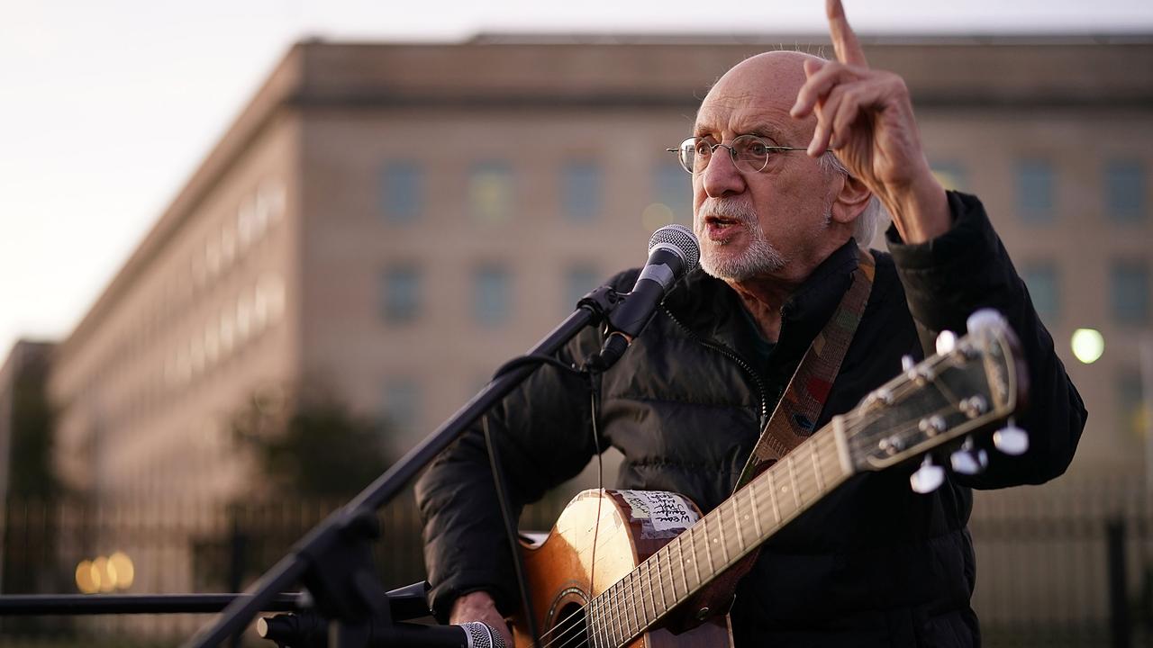 Yarrow, seen here speaking at the Pentagon in 2017, was also a major political activist. Picture: Chip Somodevilla/Getty Images