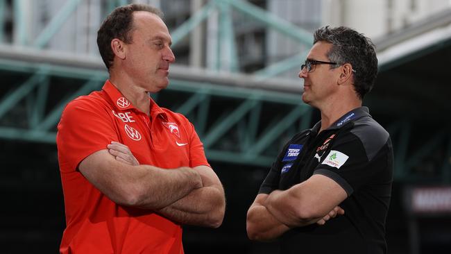 Could John Longmire and Leon Cameron be working together at the Swans soon? Picture: Getty Images