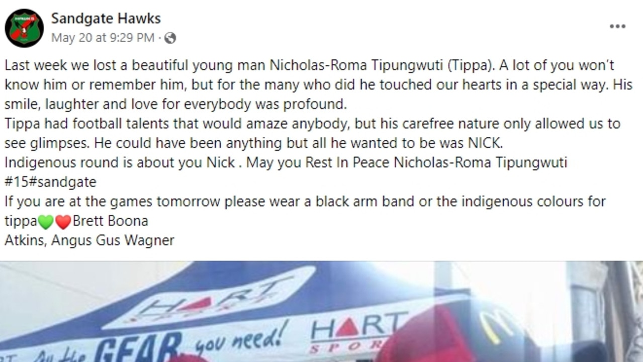The tribute for Nicholas-Roma Tipungwuti on Facebook.
