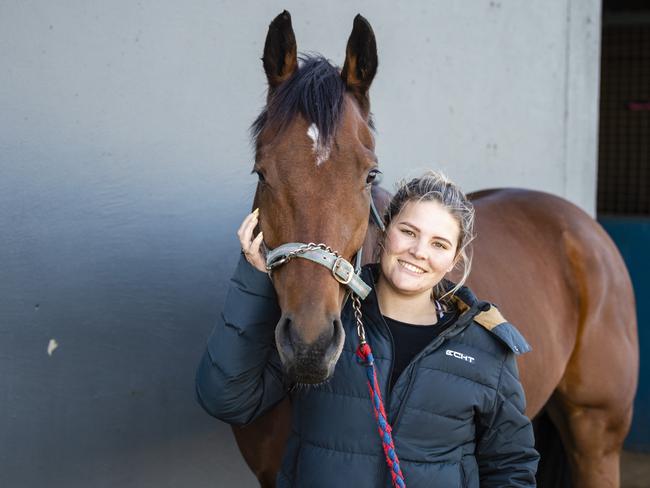 Maddy Sears and Red Wave of Sears Racing, her first ever horse entered for a Group 1, Tuesday, May 24, 2022. Picture: Kevin Farmer