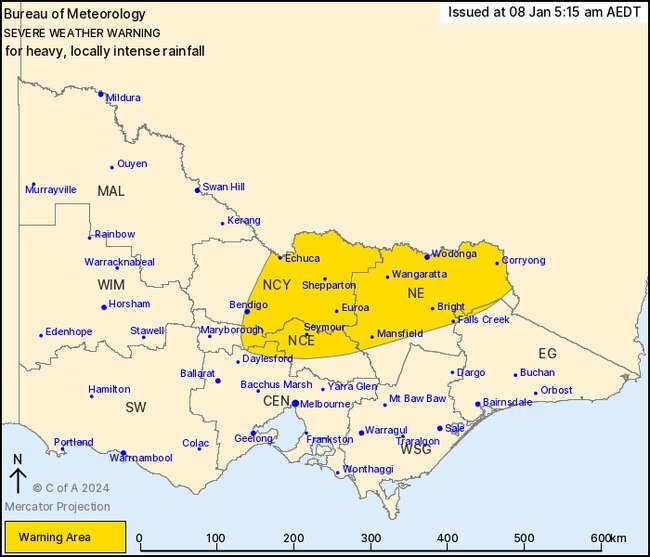 A large area of the state's north is under threat on Monday. Photo: BOM