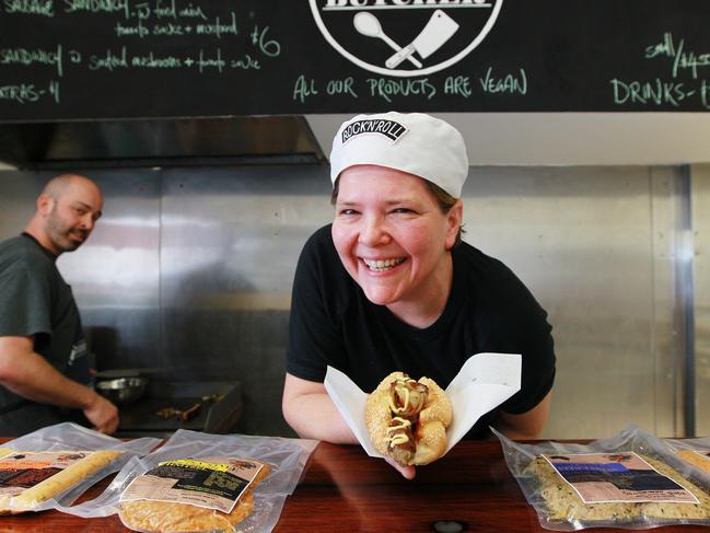 Sydney's first vegetarian butcher shop called Spoons Vegetarian Butcher opens today in Enmore. Pictured Co-Owner Suzy Spoon with some of her produce,