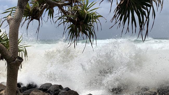 Large amounts of water were seen coming over the rocks. Picture: Kathleen Skene