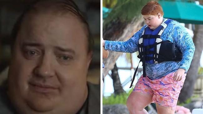 Brendan Fraser revealed that his son helped him connect with his morbidly obese character in his newest film, The Whale. Pictures: Supplied, Mega