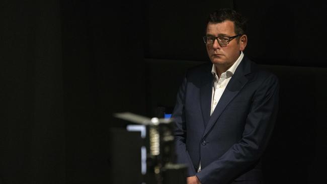 Victorian Premier Daniel Andrews waits to the side during the COVID-19 update at his daily Press Conference. Picture: NCA NewsWire / Sarah Matray